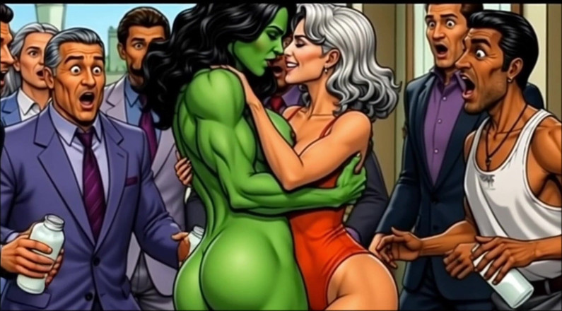 Octopussy Lovers Club: La Salope She-hulk Nudité En Public. Caricature