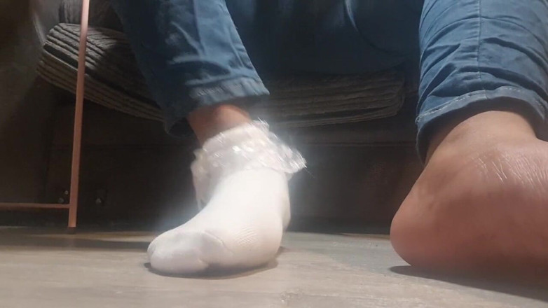 Simp to my ebony feet: my pretty white socks
