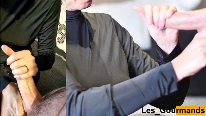 Les Gourmands: MILF sucks in black dress and gets cum on face