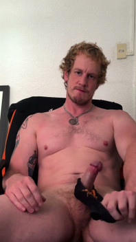 Christian Hunter Pit Sniffs, Nipple and Feet Plays, and Jerks His Thick Cut Cock with His Sweaty Socks