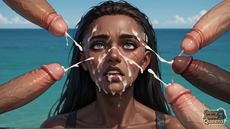 Ebony Anime Queens: Une pute noire sur la plage de Cyberpunk. Le meilleur...