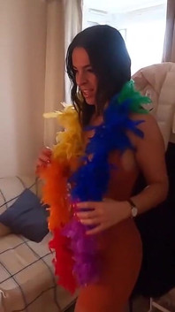 Latina Bound Tight and Gagged with Different Gags! While Wearing Feather Boa and Different Fur Parkas (smaller Size)