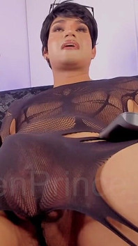 Good Boy Femboy Ken Masturbates in Tights and Asks to Be Watched