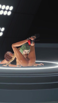 Amazing lesbian gets fucked by hot 3d dick-girl in the space station