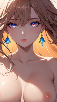 柔和的星光，一个美丽的年轻女人与发光的眼睛在动画风格