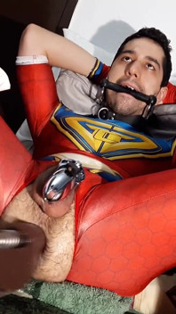 October 2021 Ricky Cage Live Show -- Cock-locked Superhero Takes Dicks in Ass and Mouth!