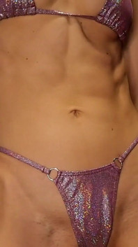 Abs Worship in Shiny Bikini