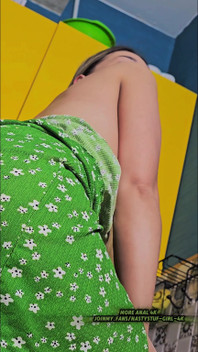 Mind Blowing: Hot Asian Babe in Green Dress with Juicy Ass Gets Epic Anal Shock on Bar Stool!