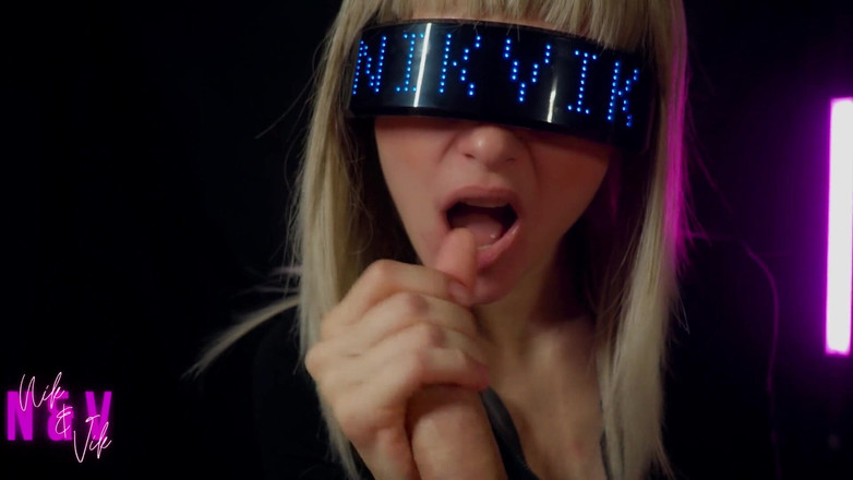 NikAndVik: Yberpunk Girl Greedily Sucks All the Cum Out of Her...