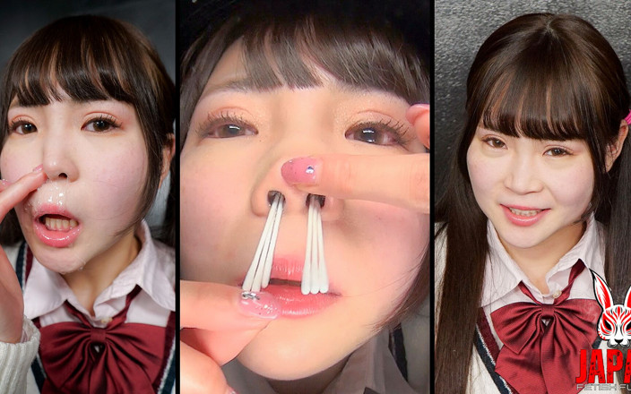 Japan Fetish Fusion: Momoka Arisu Shoves Six Cotton Swabs Into Her Nose and...