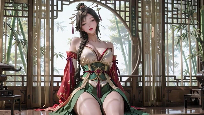 Seraphina Vale: Die rot geraubte Göttin in einem sonnengekleideten geheimen Garten, Lazily...