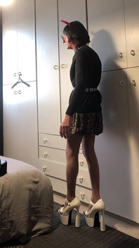 Sissy Andreina Practices Walking in Very High Heels