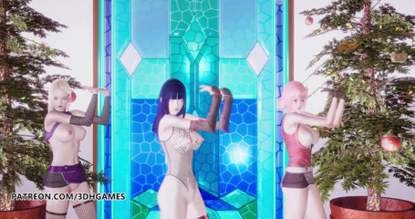 3D-Hentai Games: Два раза - чувствуй специальный обнаженный танец Ino Sakura Hinata 3D эротический танец Наруто Хентай