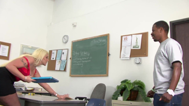 Black Market: Big blonde teacher fucking her black student