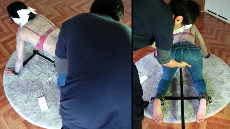 ushirosugatanomiki: A Woman Is Restrained on All Fours and Left at...