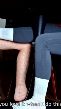 Sockjob Under the Table with Huge Cum in Panties
