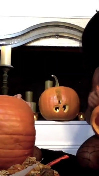 Julia Ann and Jenna Foxx Carve Pumpkins
