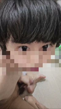 Cute Guy Masturbates with a Mosaic Face After Ejaculation, His Expression Super Cute and White Fluid Ejaculated