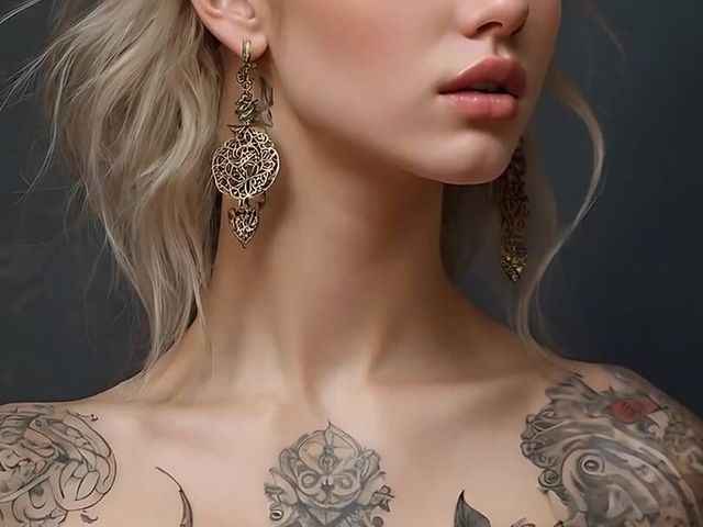 Artistic Nude of a Beautiful Young Woman with Living Tattoos Whispering in Forgotten Tongues | Surreal Ai Slideshow (AI Girls)