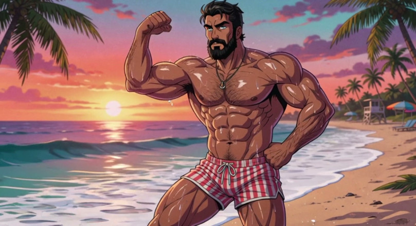 Erotic Man: Handsome Beach Men Animation