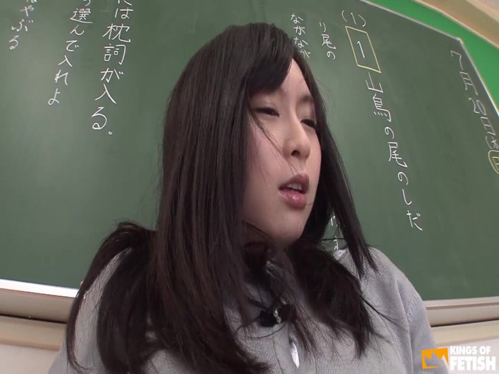 Pure Japanese adult video ( JAV): Japanese teacher masturbates and squirts in the classroom in front...