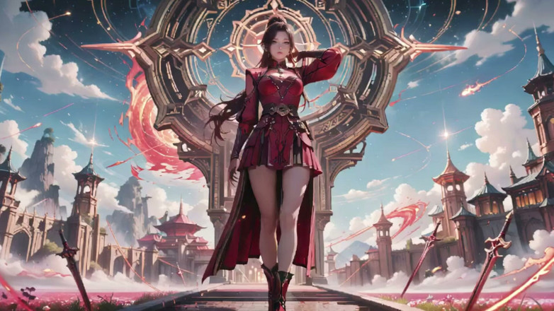 Seraphina Vale: Red Armor Queen in the Floating City! Epic Fantasy Tease.