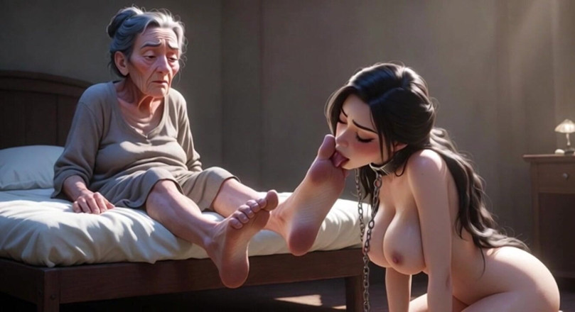 YOUR BEST FANTASY: Pretty Girl Foot Slave - Humiliated Worshipping Old Ugly Granny Feet