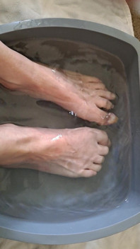 Simp to My Veiny Feet Soaking in a Foot Bath