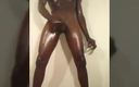 Mr Spanxalot: Sexy nua preta stripper masculina com pau monstro se masturbando