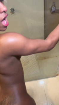 Surprising My Ebony Girlfriend in the Shower with My Big Cock!