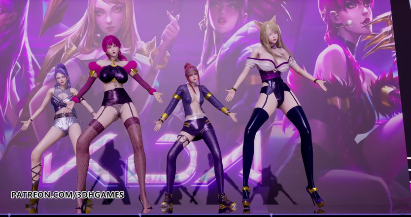 3D-Hentai Games: Black Pink - 스트립쇼, Ahri, Akali, Evelynn, Kaisa, 3D 에로틱 댄스를 좋아하는 방법