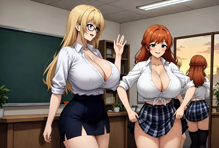Stories&Anime: L'insegnante bionda formosa e la studentessa rossa yuri detenzione appassionata...