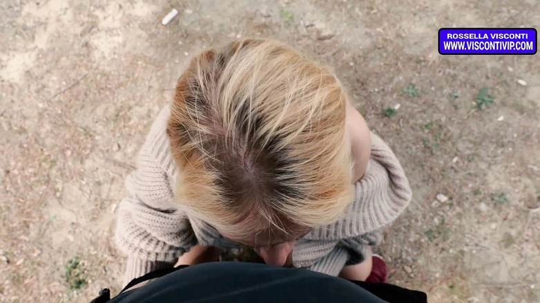 Rossella Visconti: Outdoors pov blowjob from hot blonde