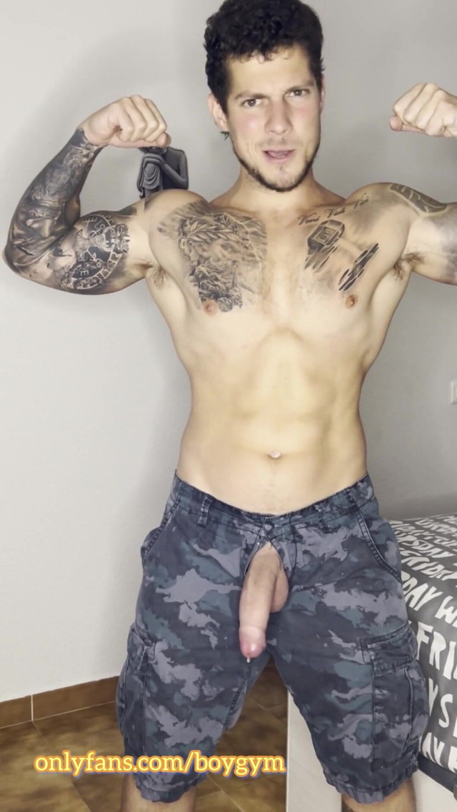 My Military Big Cock Can Cums with No Touch (Boy gym)