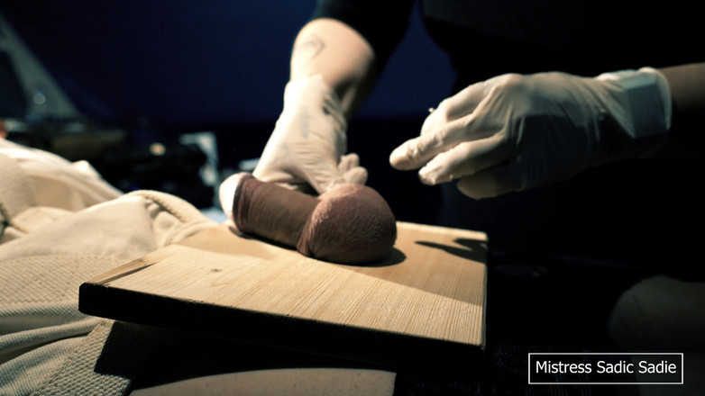 Sadic Sadie: Primeira vez pregando bolas e uma agulha na sua bolota.