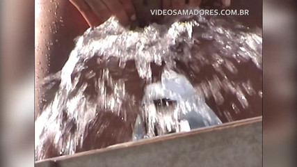 Amateurs videos: Blonde girl masturbates in pool fountain and leaves pussy very...