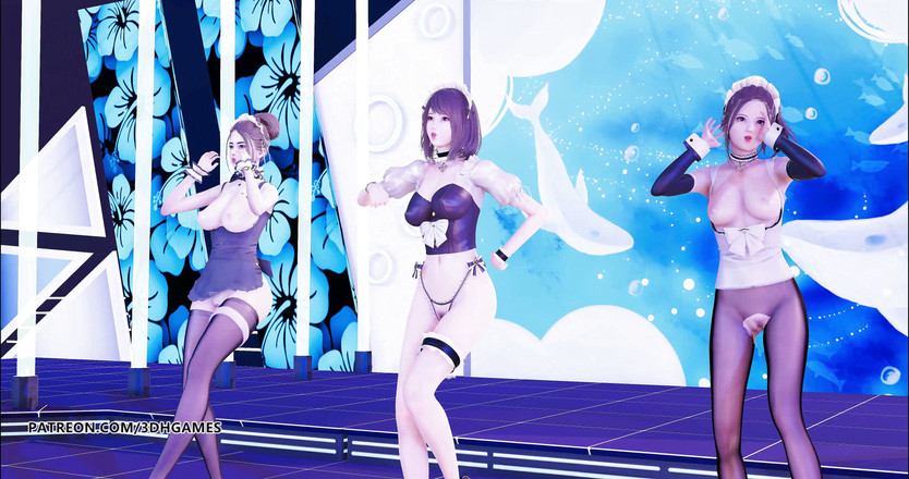 3D-Hentai Games: 헐리 burly 섹시한 메이드 핫한 스트립쇼 4K