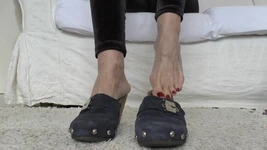 Blue Wooden Clogs, Sabots, Lady Victoria Valente