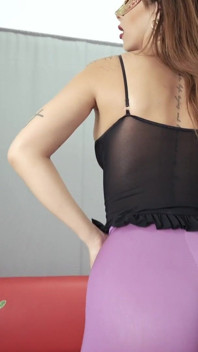 Holy Ass! Jiggly Bubble Butt Latina in Tight Purple Leggings!