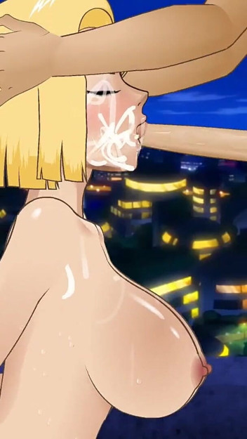 Android 18 Throat Fucked Balls Deep by a Big Thick Cock with Her Face Soaked in Cum Right in Front of Her Husband