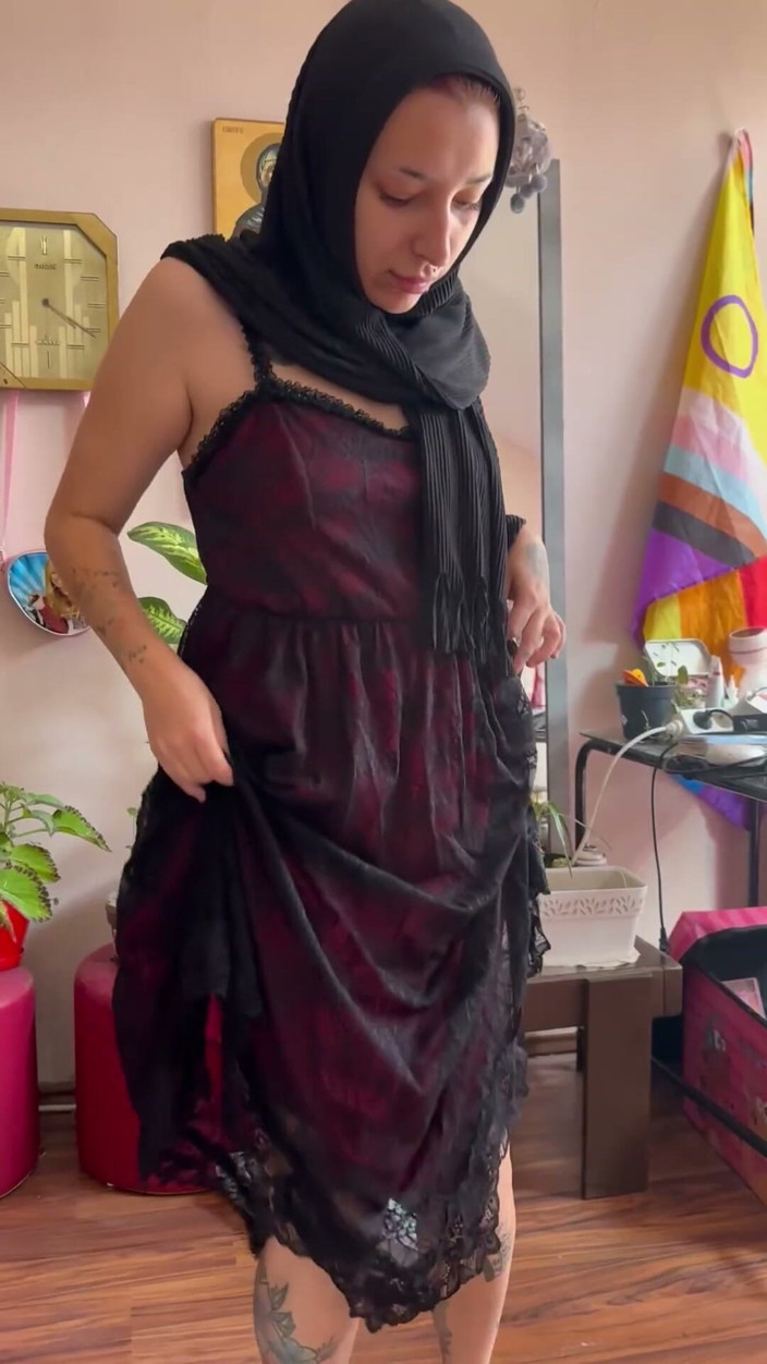 lanalovacutie: Muslim Goth Striptease in Hijab