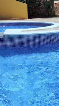 Bellattrix Seduces Her Neighbor at the Pool Almost Caught Before Finishing at Home