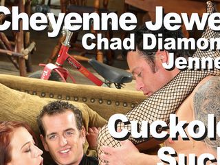 Edge Interactive Publishing: Cheyenne Jewel и Jenner и Chad Diamond, куколд сосет, трахается с кримпаем