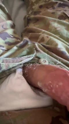 Army Specialist Jerks off in Uniform and Leaks Precum in His Undies