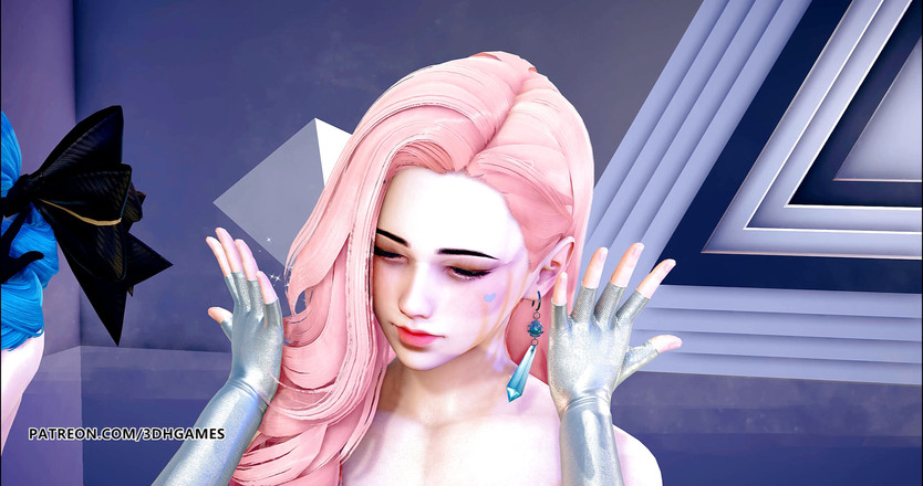 3D-Hentai Games: Šukání Seraphine Gwen Caitlyn sexy nahý tanec