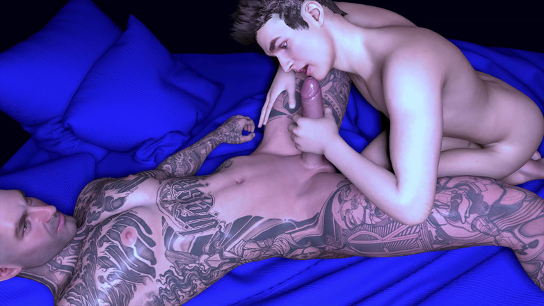 GayPornoWorkShop: Genç adam dövmeli sert bir adamla sikişiyor