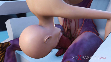 3dxpassion: ハゲ頭の奴隷の女の子は、太陽系外惑星の洞窟で地獄の王女に犯された