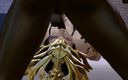 X Hentai: La reine de Medusa baise sa voisine à grosse bite noire,...