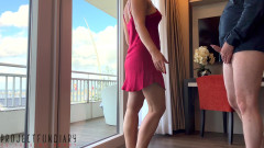Projectsexdiary: Sexy Girl in Red Silk Satin Dress Has Risky Sex...