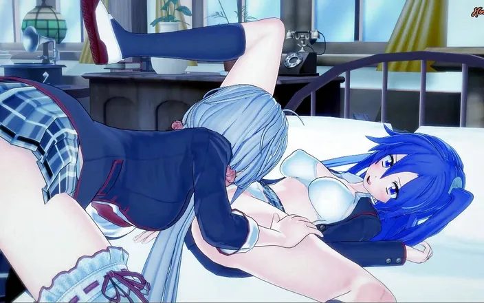 Hentai_Smash: Tsubasa Kazanari rides Futa Chris Yukine’s girl dick, cums in...